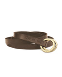 CAMEROON DOUBLE RING BELT in Umber Napa leather belt Kendall Conrad   