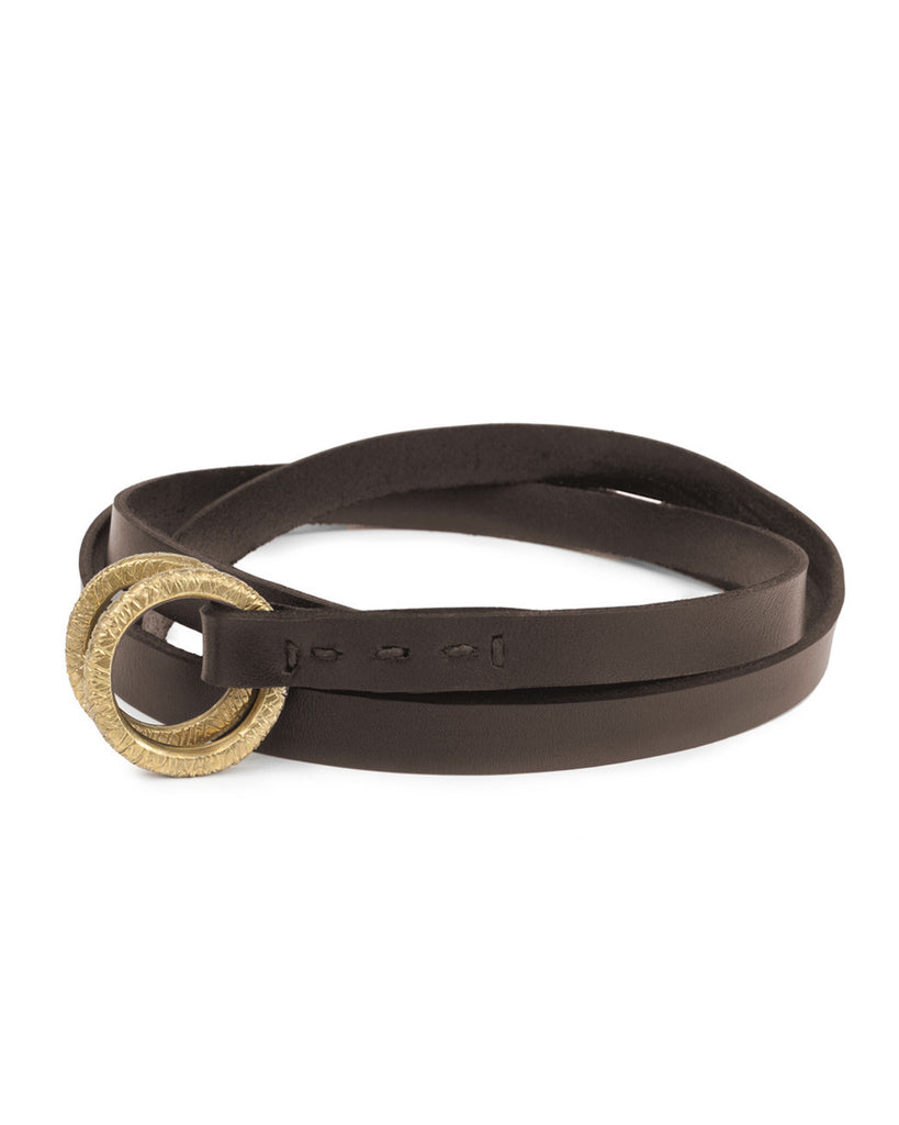 CAMEROON DOUBLE RING BELT in Umber Napa leather belt Kendall Conrad   