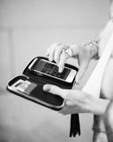 iPHONE CASE in Black Napa leather case Kendall Conrad   