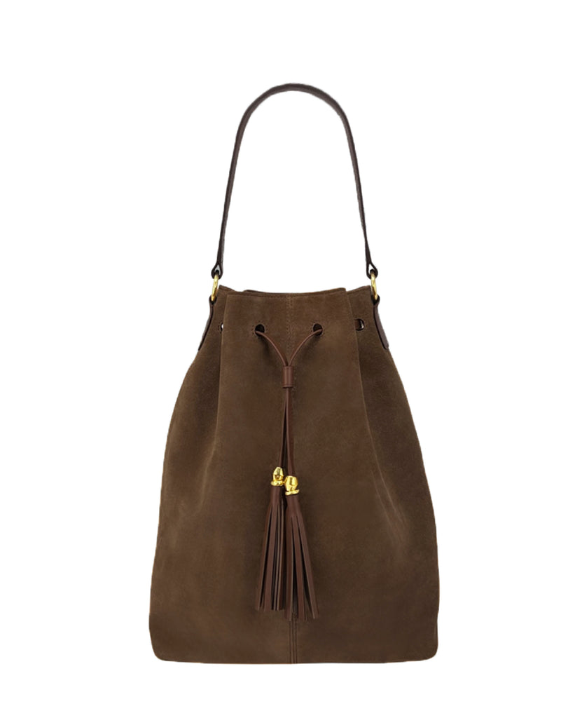 L'AVENTURA II BUCKET BAG in Umber Suede leather bag Kendall Conrad   