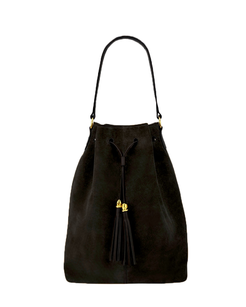 L'AVENTURA II BUCKET BAG in Black Suede leather bag Kendall Conrad   