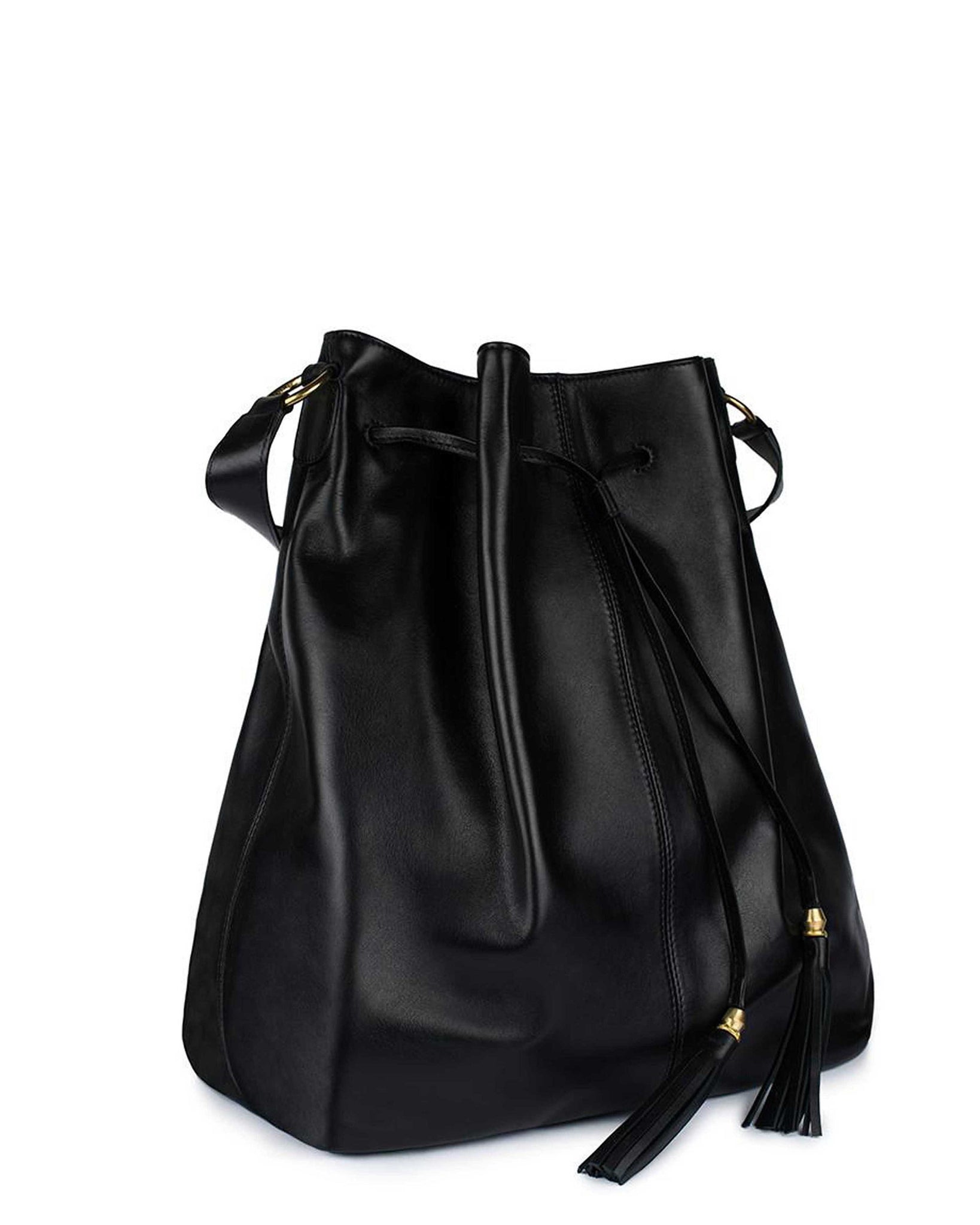 Large Bucket Bag in Black Napa | L'aventura