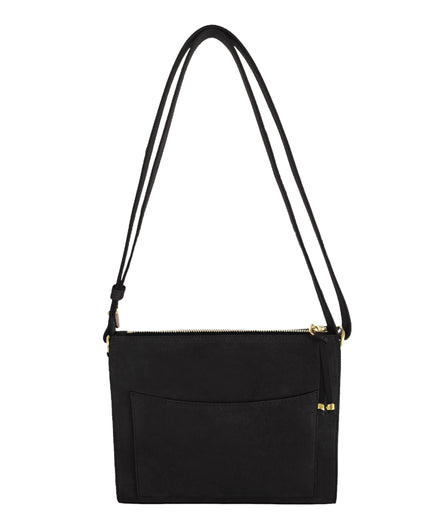 OLIMPIA CROSSBODY AND SHOULDER BAG in Black Suede leather bag, Kendall Conrad   