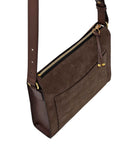 OLIMPIA CROSSBODY AND SHOULDER BAG in Umber Suede leather bag, Kendall Conrad   