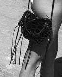 PLAYERITA CUTOUT BAG in Umber Napa leather, beach Kendall Conrad   