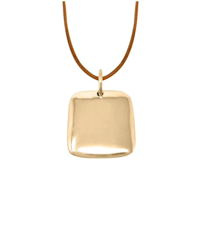SQUARE PENDANT jewelry, Kendall Conrad Brass Natural Brown 