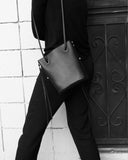 SANCHA BUCKET BAG in Black Napa leather Kendall Conrad   