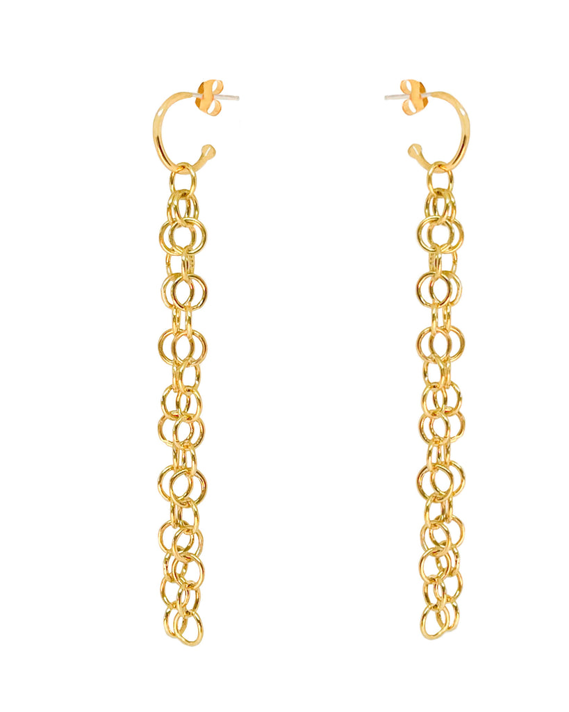 CHAIN TASSEL HOOP EARRINGS new jewelry arrivals, Kendall Conrad Gold Plated  