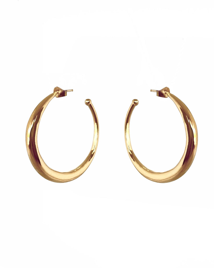 THICK ROUNDED HOOP EARRINGS jewelry, Kendall Conrad Large Brass 