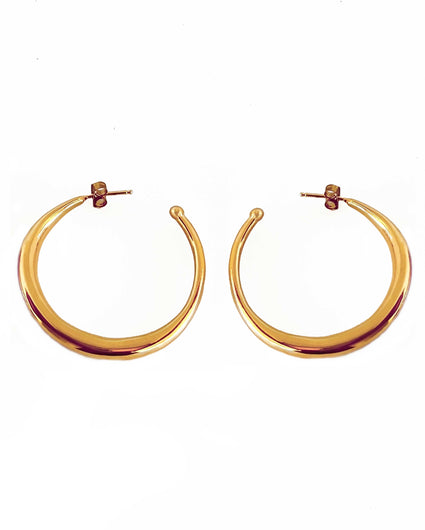 THICK ROUNDED HOOP EARRINGS jewelry, Kendall Conrad Large Gold Plated 
