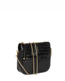 TRIANA CROSSBODY BAG in Black Embossed Croco small crossbody bag Kendall Conrad   