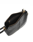 TRIANA CROSSBODY BAG in Black Embossed Croco small crossbody bag Kendall Conrad   