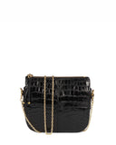 TRIANA CROSSBODY BAG in Black Embossed Croco small crossbody bag Kendall Conrad   